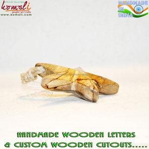 Formes artisanales en bois naturel découpé, 1 pièce, décoration étoile de noël - Product Image 4