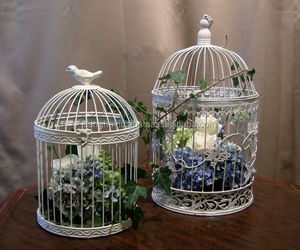 Soporte de tarjeta de metal con diseño de estilos clásicos hechos a mano jaula de pájaros soporte de tarjeta de alambre de hierro - Product Image 1