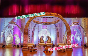 Mandap de Boda Redondo de Fibra Dorado con Cristales, Mandaps de Boda con Cristales Integrados CALIFORNIA - Product Image 3