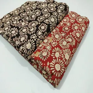 Mão Bloco Impresso Cotton Floral Tênis Materiais de Tecido para o Vestuário