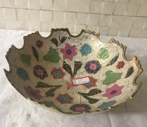 Bol artisanal en laiton, 1/2 pièces, Minakari colorés, bols indiens en laiton - Product Image 1