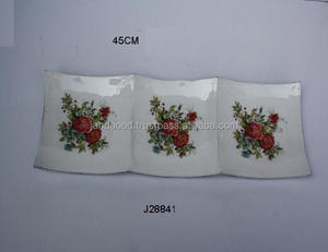 Bol con tres compartimentos pintados con esmalte, cuenco de aluminio fundido con patrones florales disponible en otras formas y patrones - Product Image 3