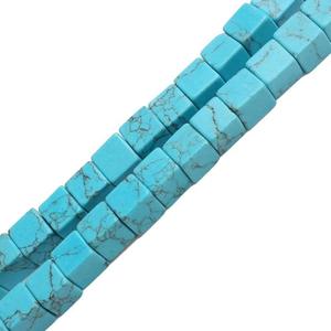 Rectángulo de alta calidad azul turquesa howlita cuenta cristal mujeres collar joyería cuadrado piedra preciosa cuenta joyería proveedor - Product Image 3