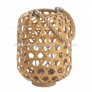 ธรรมชาติวินเทจโคมไฟไม้ไผ่ที่มีหลายสไตล์,เชิงเทียนแก้ว - Product Image 3