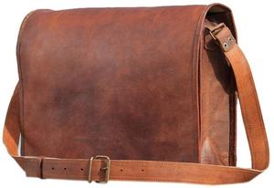 100% Genuine Leather Modern Anti-Theft Soft <b>Messenger</b> Satchel Shoulder Laptop <b>Bag</b> for <b>Men</b> Women Brown LGB-0052 - Product Image 2