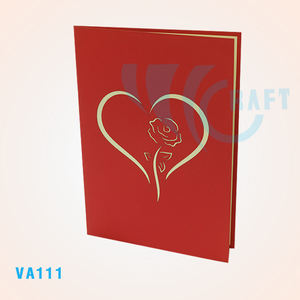 การ์ดอวยพรแบบกระดาษป๊อปอัพของ Love you 3D การ์ดวันวาเลนไทน์แบบคู่พิมพ์ลายหัวใจสวยงามแบบเวียดนาม - Product Image 2