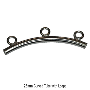 Tubo curvo de 25 mm hecho a mano, accesorios de plata de ley con bucles - Product Image 1