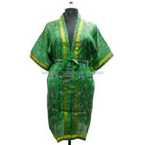 Kimono Indien en Soie Fait Main pour Femme, Robe de Plage et de Nuit Respirante, Vêtement d'Intérieur pour le Sommeil et la Détente - Product Image 1