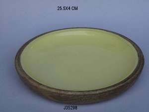 Venta caliente Mango madera esmalte plato madera esmalte ensalada plato hecho a mano decorativo tazón de madera en precio al por mayor - Product Image 5