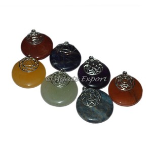 Ensembles de pendentifs gravés disque de guérison de la vie 7 Chakra - Product Image 1
