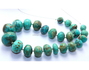 Cuentas de turquesa de Arizona Cuentas de piedra de forma redonda largas naturales de 12 pulgadas - Product Image 3