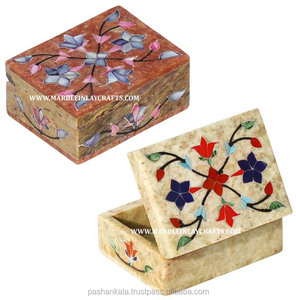 ตกแต่ง Soapstone ฝังกล่องเครื่องประดับ - Product Image 1
