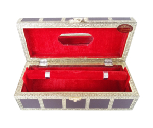 BROWN <b>ARTIFICIAL</b> LEATHER FINISH, WOODEN HANDMADE 1-ROLL BANGLE BOX / BRACELET BOX - Product Image 1
