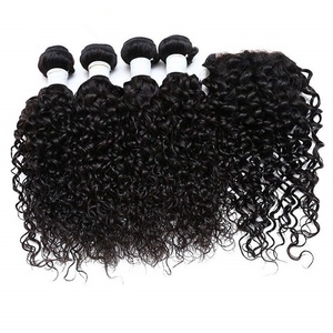 Vente en gros pas cher 10A paquets de cheveux indiens bouclés vierges Remy extensions de tissage de cheveux soyeux style vague droite Machine Double trame - Product Image 1