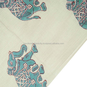 10 Yard Elephant In Bông Vải Ấn Độ Tay Khối Sanganeri In Tự Nhiên Bông Vải, Jaipuri In Chạy Vải HPS - Product Image 4
