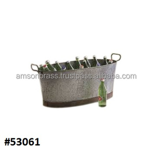 Refroidisseur de vin avec support Fabricant de bar de fête Refroidisseur de vin en métal et en bois avec support Cuve à boisson décorative - Product Image 4