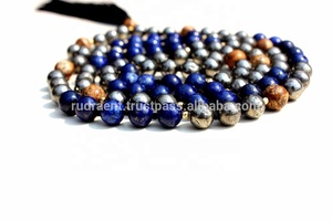 High Quality 8 mm Round Beads Handcrafted Gemstone Mala Beads Knotted <b>Silk</b> Tassel Necklace - Product Image 4