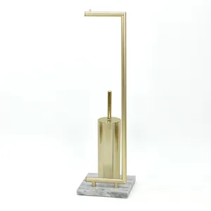 Gold Finish Toilet Paper Roll with Toilet Brush Holder