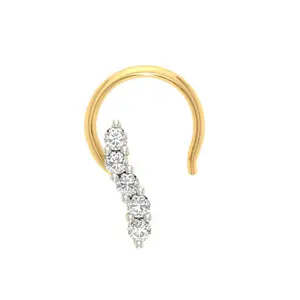 Geel Goud Stud Neus Pin Met Uitstekende Real Ronde Diamant