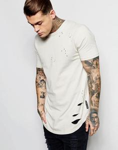 Conçu sur mesure en détresse 100% coton T-Shirt 180 grammes poids du tissu fond allongé motif à carreaux Style décontracté Design vierge - Product Image 1