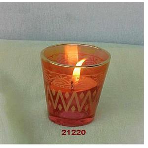 Vente en gros de photophore en verre orange avec design peint à la main pour la décoration intérieure et les occasions de Noël - Product Image 2