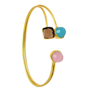 925 Bracelet En Argent Sterling Belle Calcédoine Rose Quartz Fumé À La Main Réglable Bracelet Bijoux À La Mode pour Mariage - Product Image 3