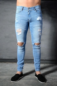 <span class=keywords><strong>Jeans</strong></span> da Uomo Enzo <span class=keywords><strong>Super</strong></span> Skinny Nuovi Elasticizzati Strappati e Distrutti di Design alla Moda - Product Image 2