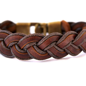 <b>Mens</b> Leather bracelet Braided - Product Image 1