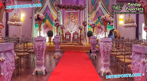 เสาทางเดินสำหรับงานแต่งงานแบบตะวันตก & รูปปั้นเทวทูตบันไดทางเข้าเวทีแต่งงานเสาทางเดินสีขาวสำหรับงานแต่งงาน - Product Image 2