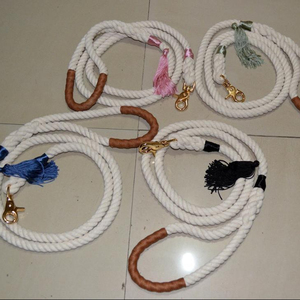 Dog <b>Collar</b> and Adjustable Leash Made of Cotton, Hand-made - Product Image 1