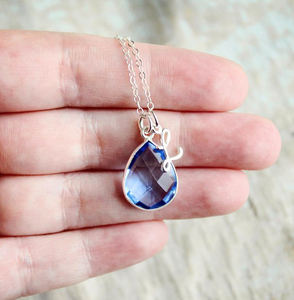 Collier pendentif unisexe en argent sterling 925 Quartz tanzanite poire facettes pour fête de mariage ou cadeau d'anniversaire de fiançailles - Product Image 1