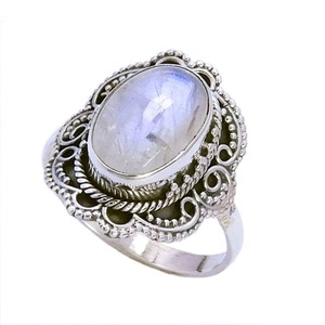 Natural Rainbow <b>Moonstone</b> Ring Handmade 925 Sterling Silver <b>Jewelry</b> Eternity Vermeil Rings for Woman Gift for Her - Product Image 1