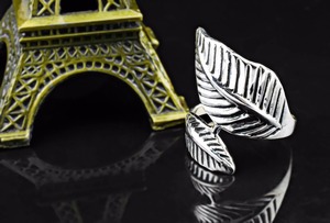Anillos de plata de ley 925 con forma de hoja clásica, joyería de plata Lisa oxidada, gran oferta - Product Image 2
