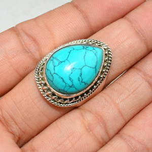 Bagues en argent Sterling 925 en forme de poire, Turquoise verte, bijoux en argent 925, vente en gros - Product Image 4