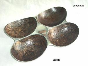 ชามอลูมิเนียมทรงรีสี่ช่องพร้อมชามสำหรับตกแต่งบ้านสไตล์หนังเคลือบเคลือบปลอดภัยสำหรับใส่อาหาร - Product Image 2