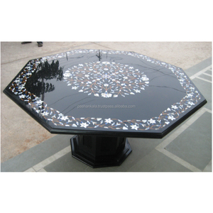Mesa de Comedor con Base y Cubierta de Mármol Negro Hecha a Mano con Diseño Octogonal y Incrustaciones Finas para Mayoristas de Grandes Cantidades - Product Image 1