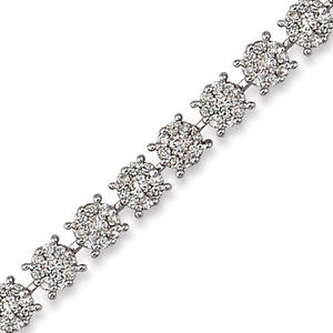 Pulsera de Diamantes Redondos Reales de 3.20 TCW en Oro Blanco de 10K |   Joyería Fina Estilo Tenis Cluster Link para Mujer, Regalo de Lujo - Product Image 1