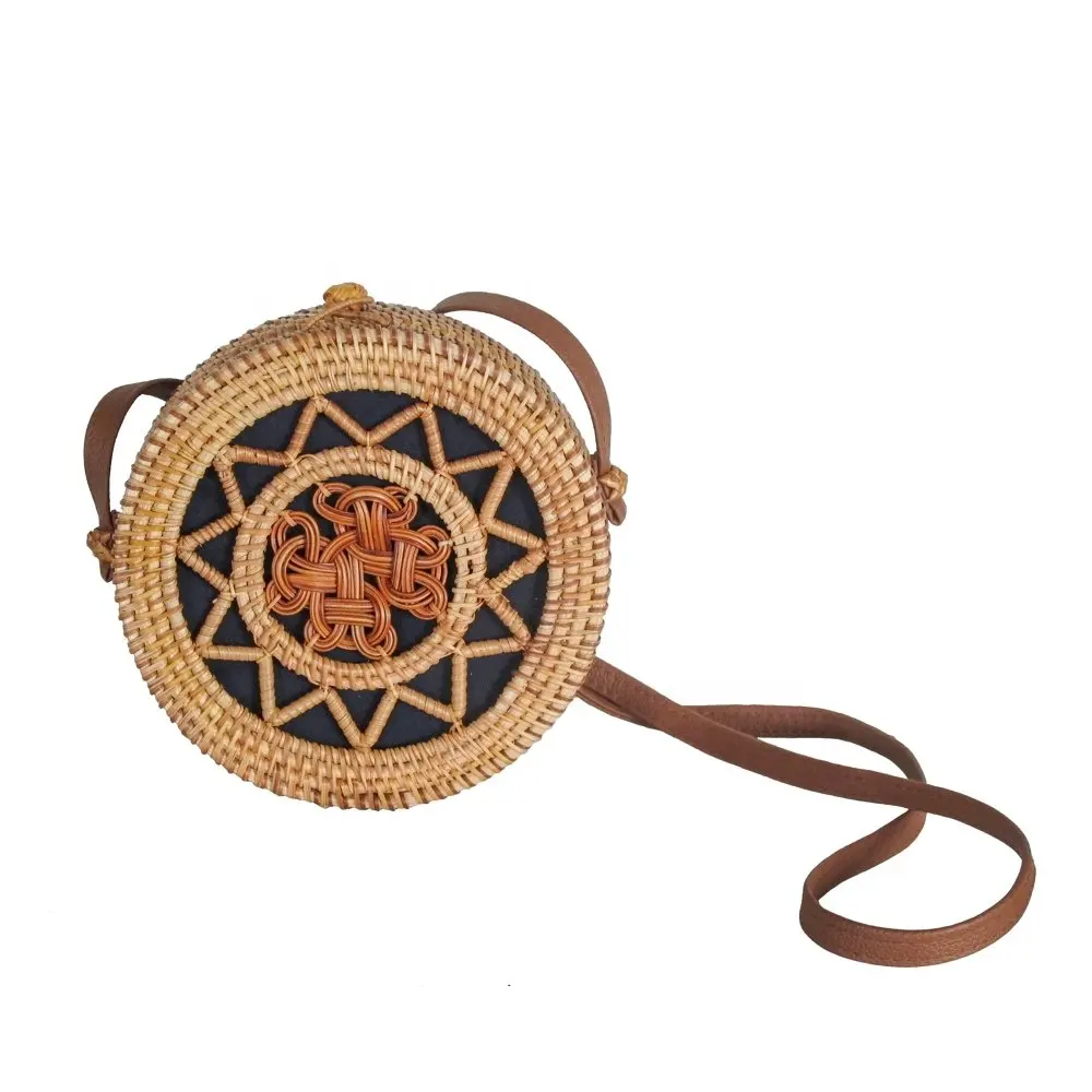 Luxury And Fashional Style Women's Shoulder Round Rattan Bag