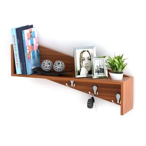 Lucas Decor <b>Wall</b> <b>Shelf</b> And Display Rack with Hooks - Walnut - Product Image 1