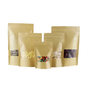 Polismarts finestra trasparente pacchetto cibo Snack marrone carta Kraft cerniera pacchetti/ - Product Image 1