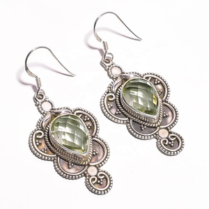 Boucles d'oreilles en argent sterling 925 améthyste pour filles, bijoux en argent faits à la main, personnalisés, vente en gros - Product Image 1