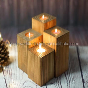 Set Of Three Wood <b>Tea</b> Light Cremation <b>Urn</b> By Brassworld India - Product Image 2