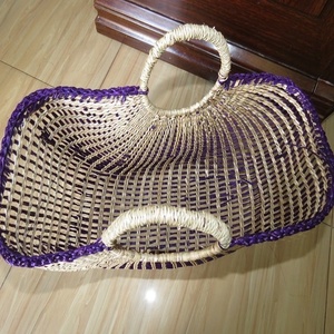 Sac en jonc de mer pliable de vente chaude du Vietnam avec broderie de perles et type de fermeture de couverture de décoration de perles - Product Image 2