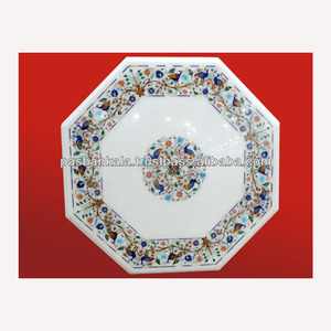 Pietra Dura Marble Stone ฝังบนโต๊ะกาแฟโบราณ - Product Image 1