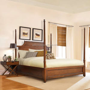 เตียงไม้สักโบราณทรงโปสเตอร์ ขนาดคิงไซส์ สูง 210 ซม.  มีสีให้เลือก  ชุดเฟอร์นิเจอร์ห้องนอนรุ่น-พานามา สำหรับใช้ในบ้าน - Product Image 1