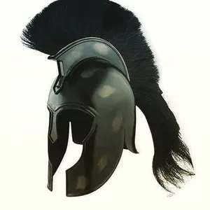 Black Ancient Greek Corinthian Armor Helmet with Black Plume