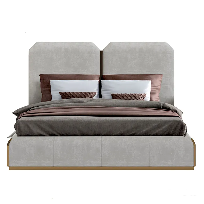 O mais recente design italiano de couro branco cama de casal projetos