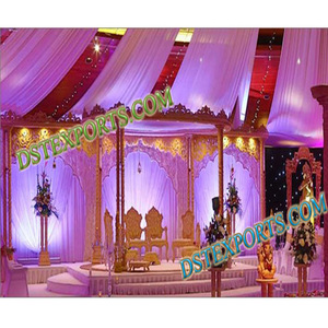 Mandaps jumeaux en bois pour mariage, artisanat, mandap en bois, cérémonie indienne gujaratienne, mandap en bois pour mariage, décoration d'événements en Australie - Product Image 1
