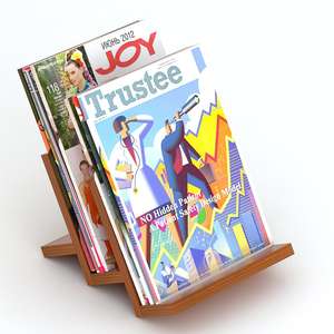 Soporte para revistas Bluewud Isvia Walnut, soporte para periódicos personalizable - Product Image 1