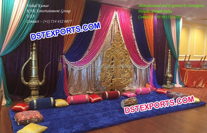Scène de mariage sur le thème marocain, scène de mariage arabe, scène de sangeet, décoration de fond de scène de mehndi - Product Image 3